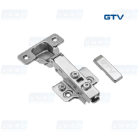 Петля GTV SOLID PLUS накладная с довод. с отв. планкой H=0, под саморез, 3D-регулировка, CLIP-ON
