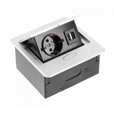 Розетка врезная AVARO AE-PB1SAVA-53 (Schuko), 2xUSB, серый, с проводом 1,5 метра