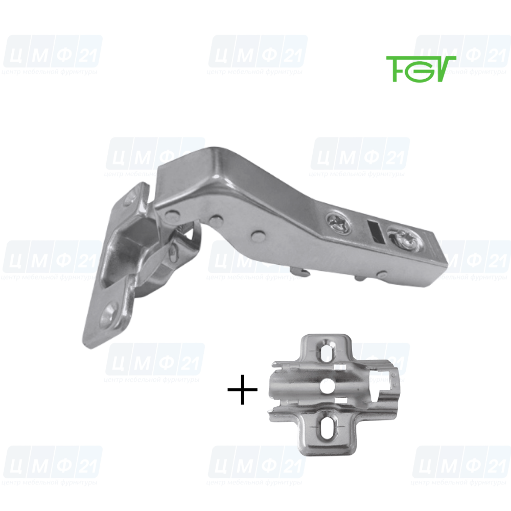 Петля FGV 45° Integra 2-Ways с доводчиком+Площадка FGV H=0 Integra 2-Ways под саморез/125шт